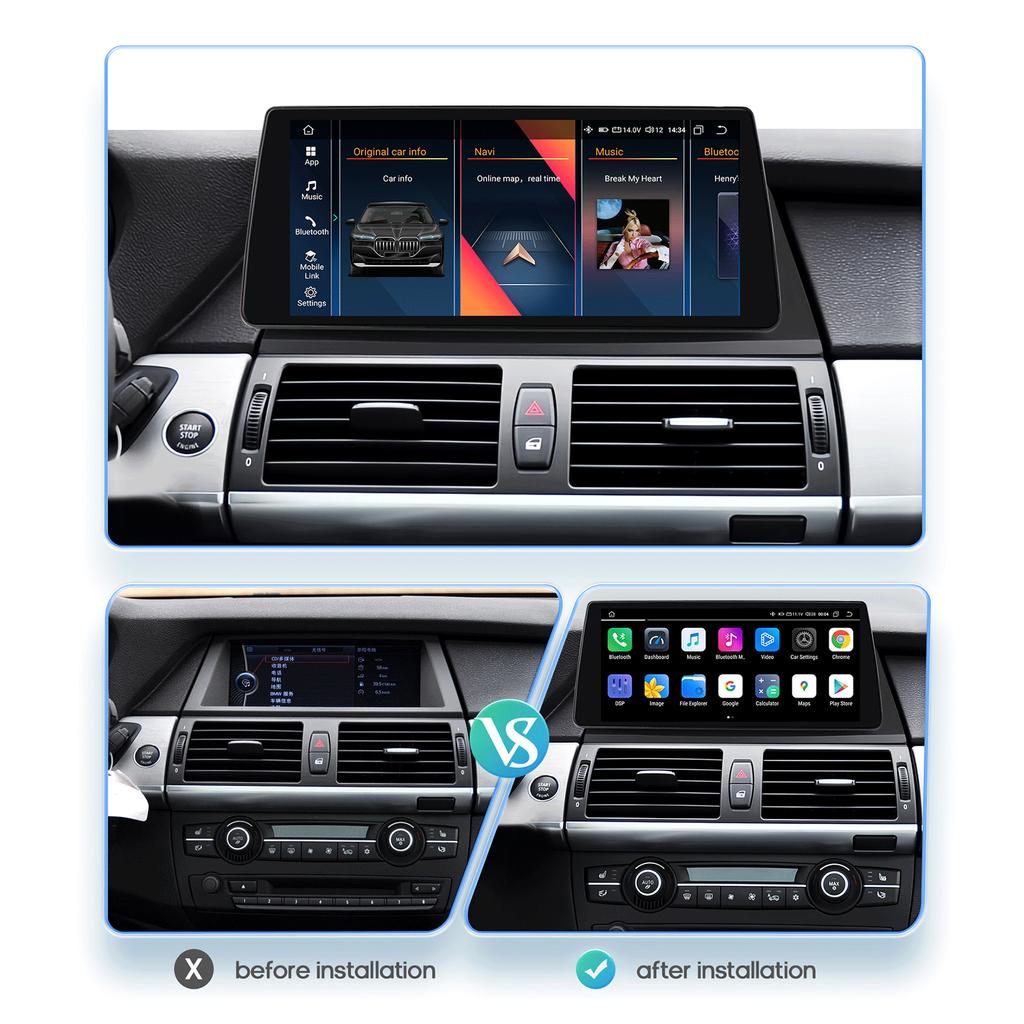 OSSURET 10,25-дюймовый Carplay Android 13 Автомагнитола для BMW X5 E70 X6 E71 CCC CIC автомобильная интеллектуальная система радио GPS навигация стерео DSP SWC Bluetooth головное устройство