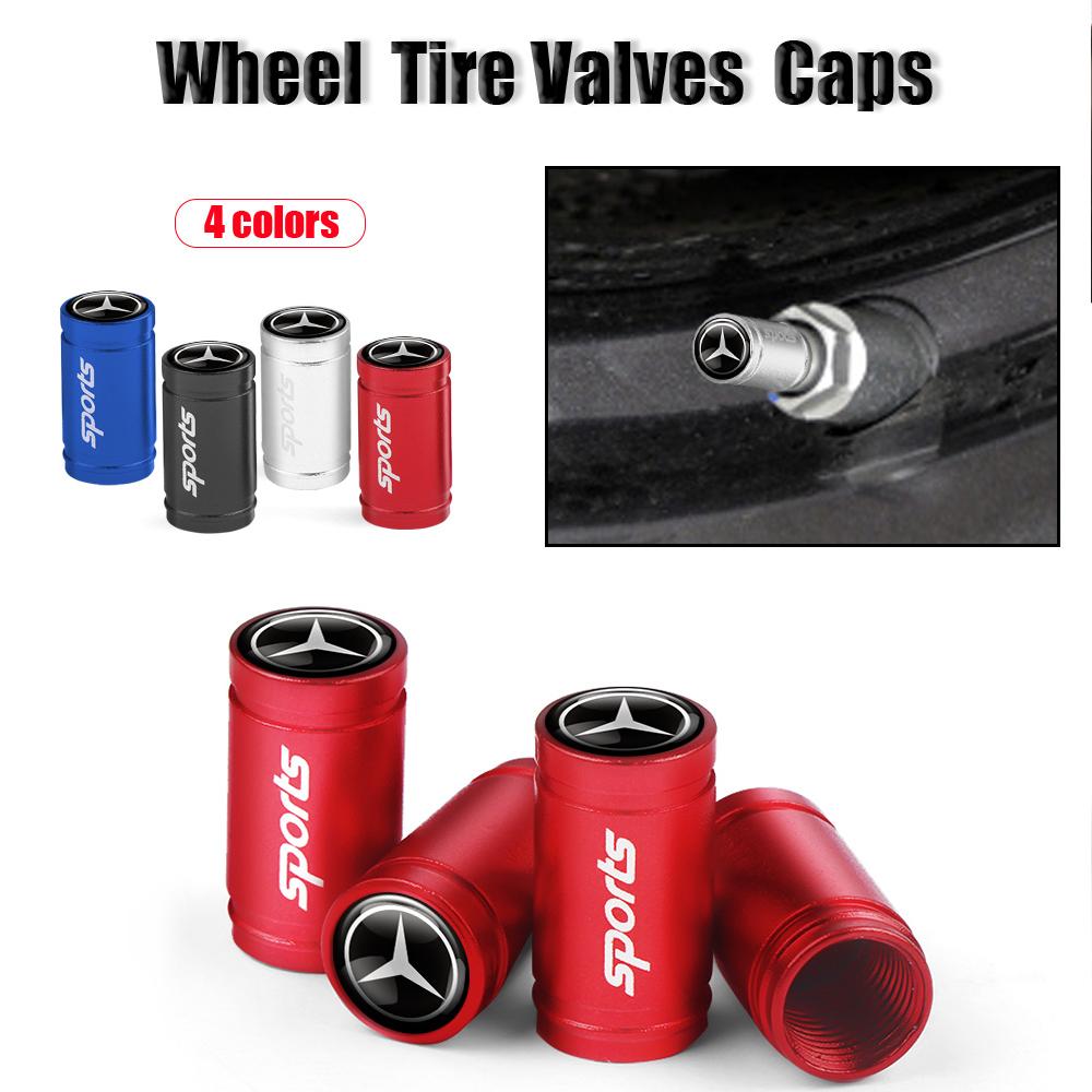 IYYGW1 4Pcs Car Wheel Tire Valve Air Caps Stem Covers For Mercedes Benz W177 W190 W201 W202 W203 W204 W205 GLS GLB EQC W177 W190 C260