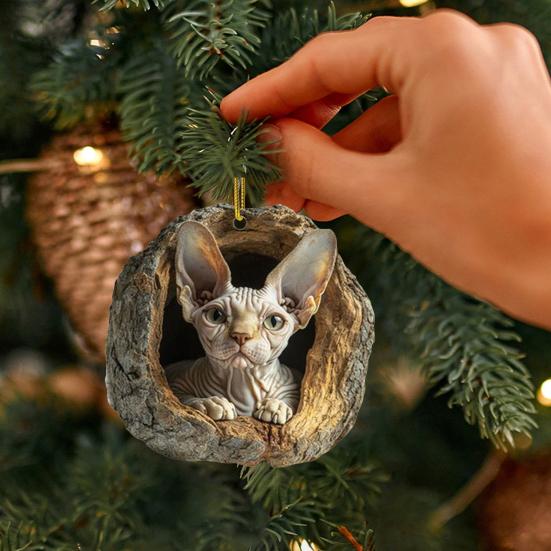 Christmas Tree Pendant Hanging Acrylic Ornament with Lanyard Easy To Install Adorable Animal Shape Holiday Festive Decoration