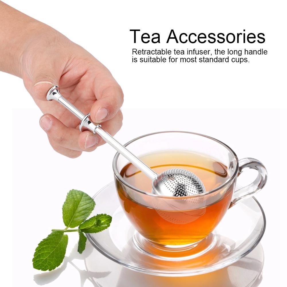 Круглый выдвижной шарик для заваривания чая из нержавеющей стали, фильтр-ситечко, аксессуары для чая