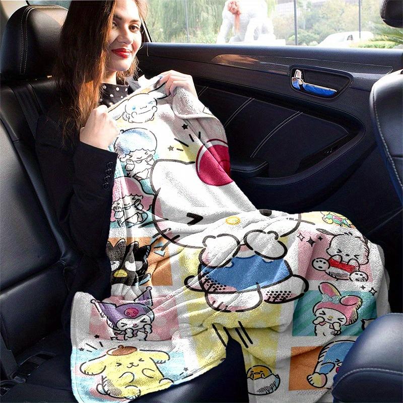 1 шт. Милое домашнее одеяло Sanrio с Хелло Китти и друзьями: Идеальный подарок для спальни, гостиной, в дорогу, для кемпинга, в машину, на пляж, для офисных перерывов, уютный