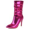 Luxury Women's Ankle Boots Sexy Pink Blue Gold Silver High Heels Party Shoes Woman Large Size Fashion Autumn Winter Cowboy Boots