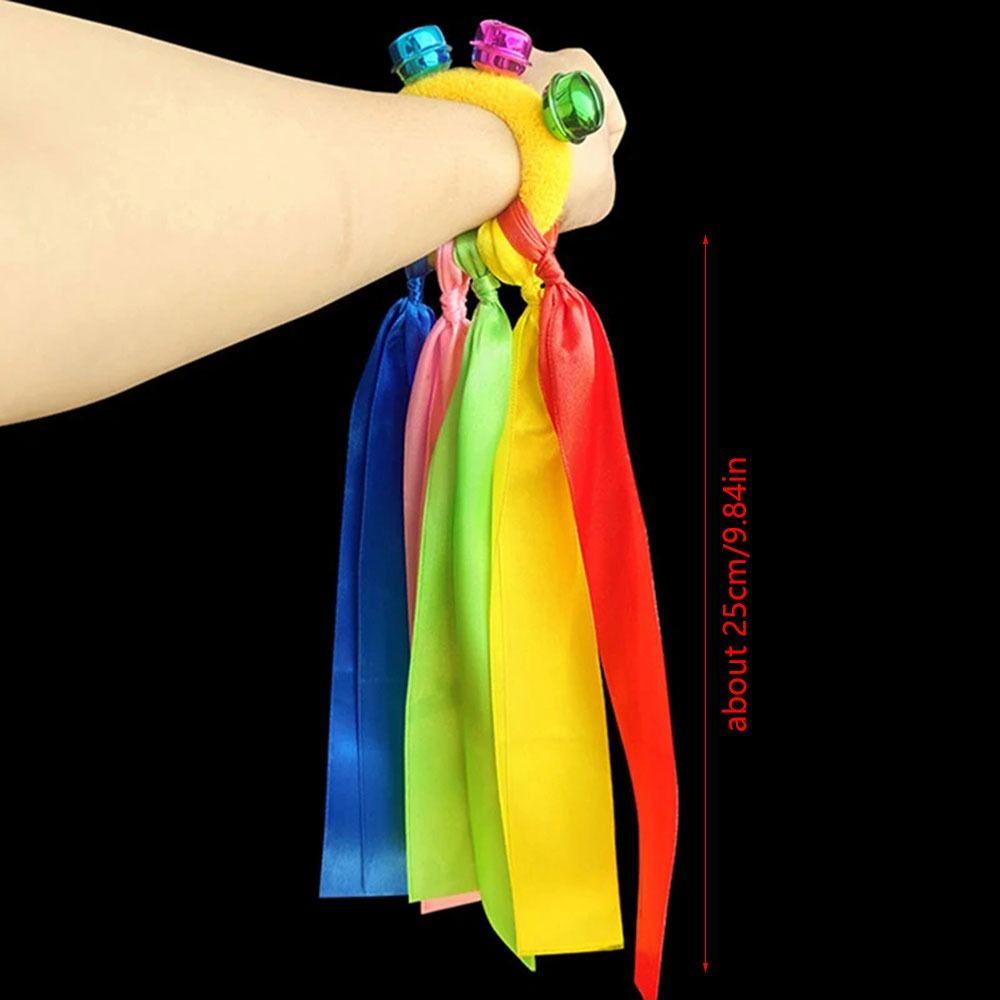 1Pcs/1Pair with Elastic Rope and Bell Children Wrist Ribbon Pom Club Dance Prop  Big Match