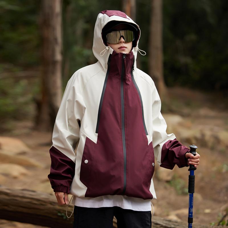 Outdoor Contrast Color Jackets for Men Women In Spring and Autumn Mountaineering Clothing Couple Jackets