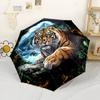Сила Рёва Тигра Дикая Природа Компактный Дорожный Автоматический Зонт с 8 Спицами Компактный Дизайн Дорожный Незаменимый Стильный Аксессуар Идеальный Подарок Женщины Мужчины