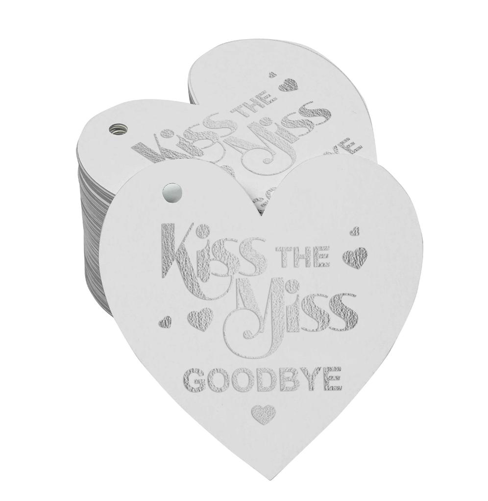 Inkdotpot 100 шт. в упаковке. Бирка из настоящей серебряной фольги с поцелуем «Мисс на прощание» на девичник.