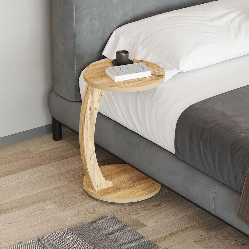 Кофейный столик на колесиках C, Мобильный передвижной диванный чайный столик для гостиной и спальни, Орех (E1 Эко Безопасный)