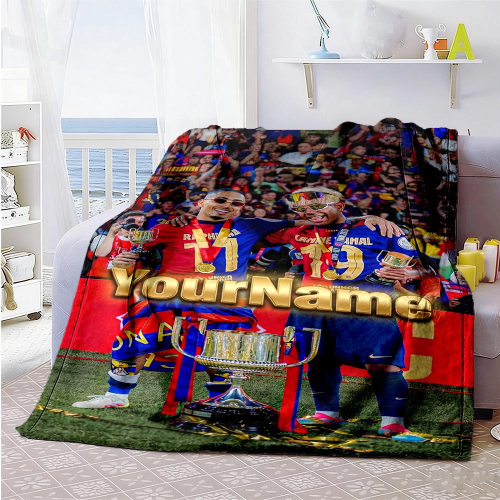 Lamine Yamal 1 Personalized Name Blanket Cozy Customizable Blanket Soft & Cozy Perfect for Sofa Home Decor Couch Livingroom Four Seasons Multipurpose