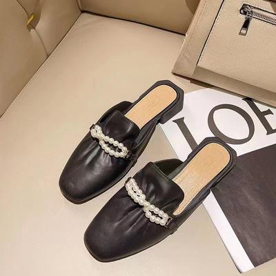 Шлепанцы Туфли на низком каблуке Зеленые Летние 2024 Rhenstone Женские тапочки и сандалии Мягкие драгоценности Кристаллы Мюли Нескользящие WFY