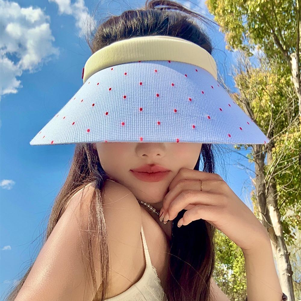 Anti-UV Woman Sun Hat Colorful Dot Visor Cap Fashion Empty Top Cap Female