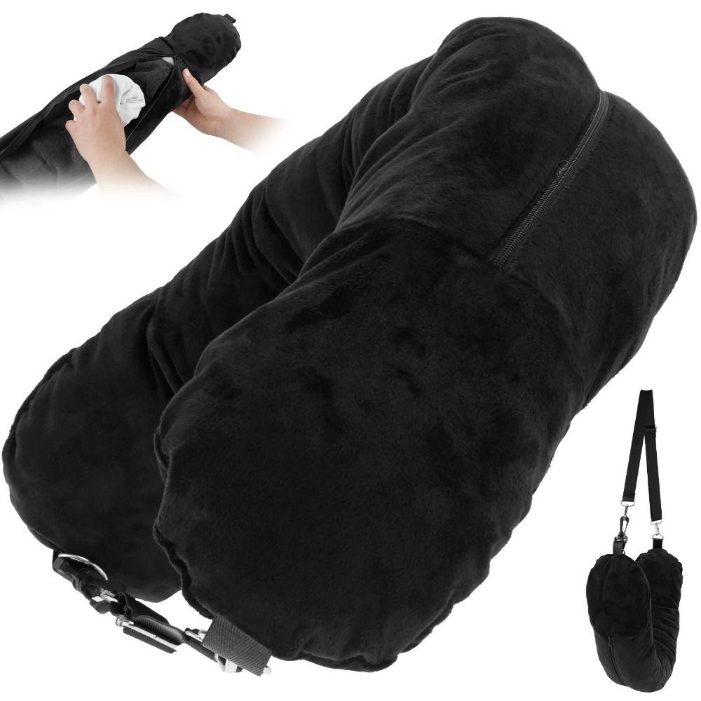 Extra Luggage Neck Pillow Storage Bag Velvet U-Shapes Pillow Travel Essentials