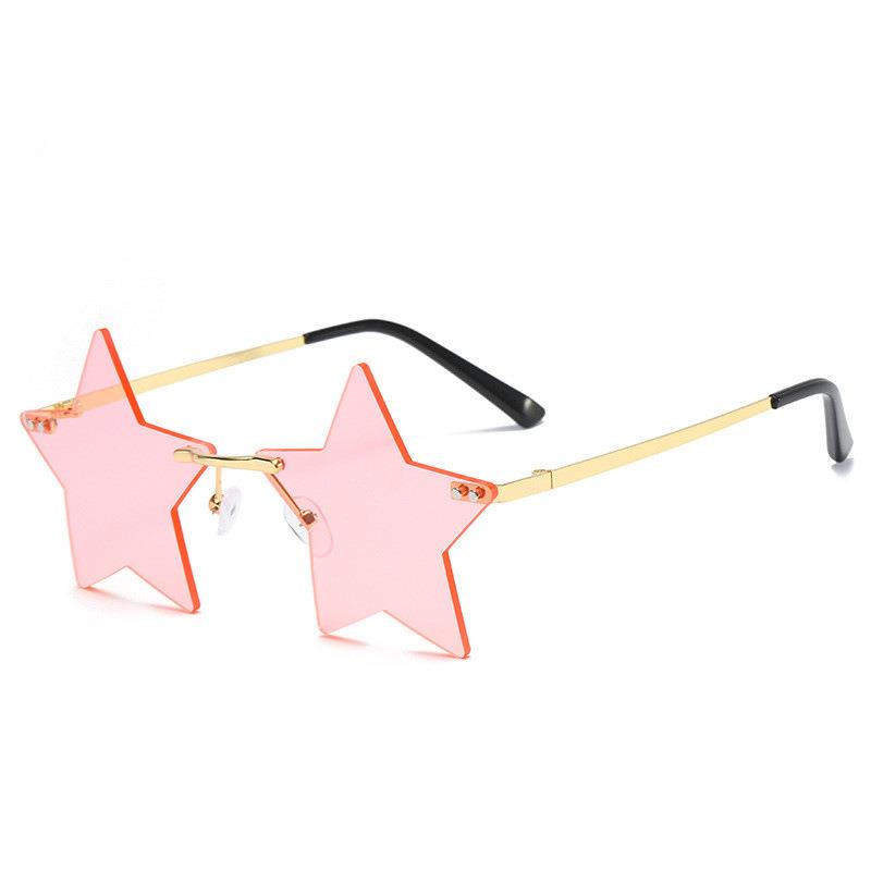 Trendy Unisex Sunglasses Multicolor Star Shape Popular Pentagram Frame Sunshade Decor Glasses HD Sunglasses New Trendy Trend Personality Rimless