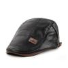 New PU Leather Duck Tongue Hat with Velvet Outdoor Leisure Warmth and Velvet Forward Beret
