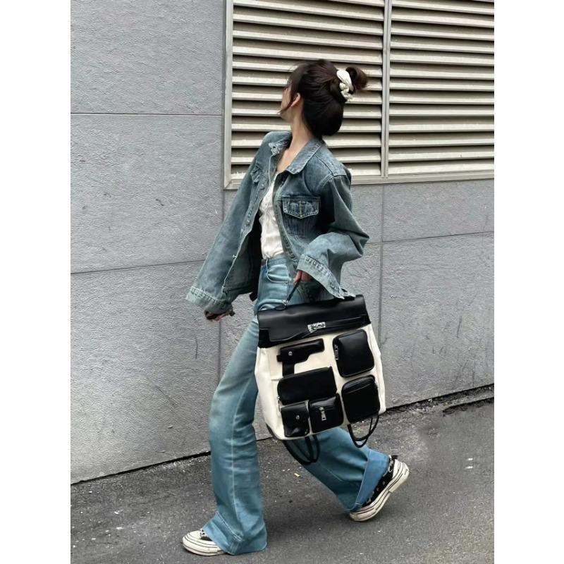 Дизайнерский мотоциклетный рюкзак с несколькими карманами унисекс из холста, школьная сумка, сумки для документов, сумки через плечо для женщин, лидер продаж