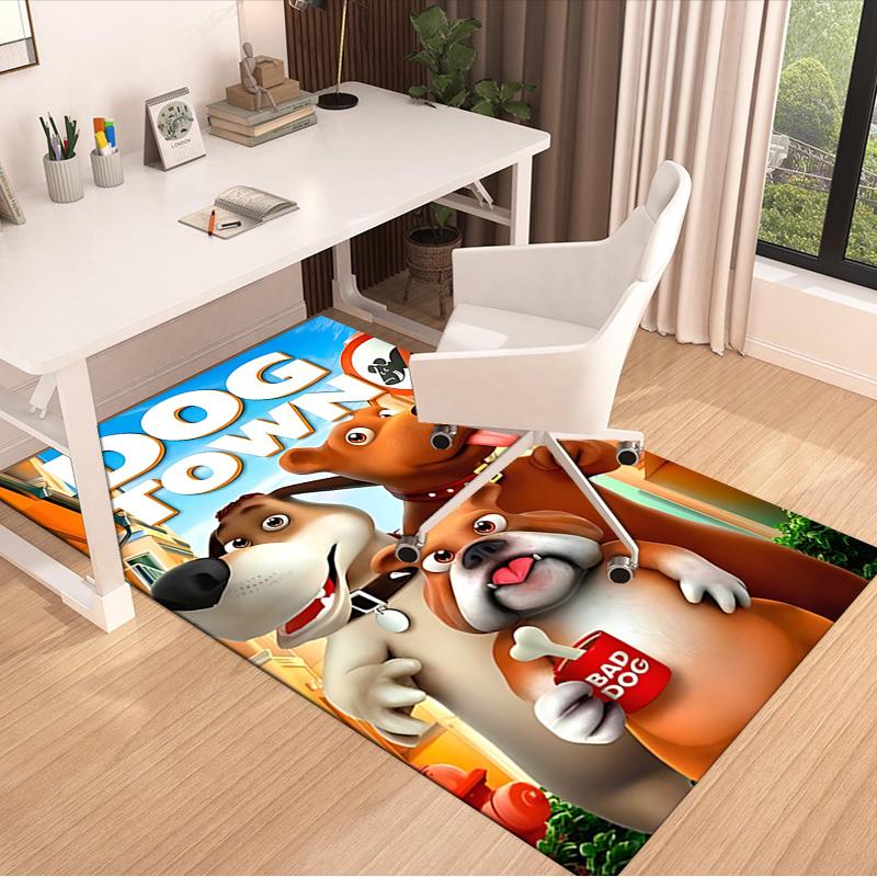 Dog Town Cartoon Carpet For Playroom Bedroom Living Room Sofa Home Decor Kids Game Area Rug Nonslip Floor Mat