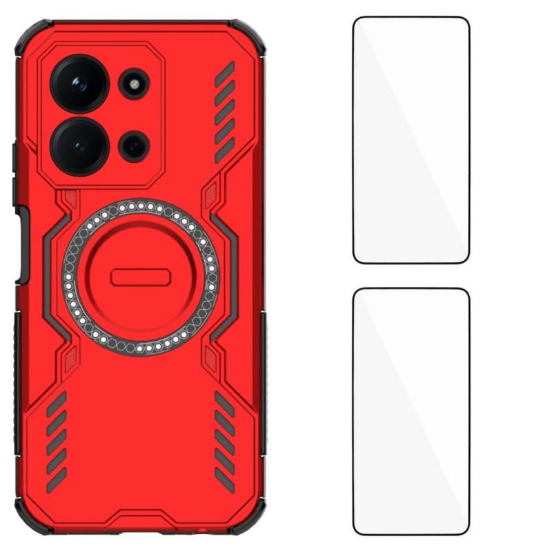 For Xiaomi Redmi 15C 4G (EU) (173mm)/Xiaomi Redmi 15C 5G (EU) (173mm) Magnetic Case WANLONFENG DJ Series Phone Cover with 2Pcs Tempered Glass Film