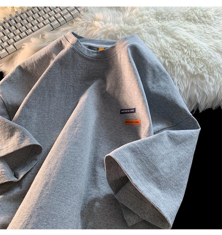 Мужская футболка оверсайз в американском ретро-стиле с маленьким воротником - модный летний хлопковый стиль