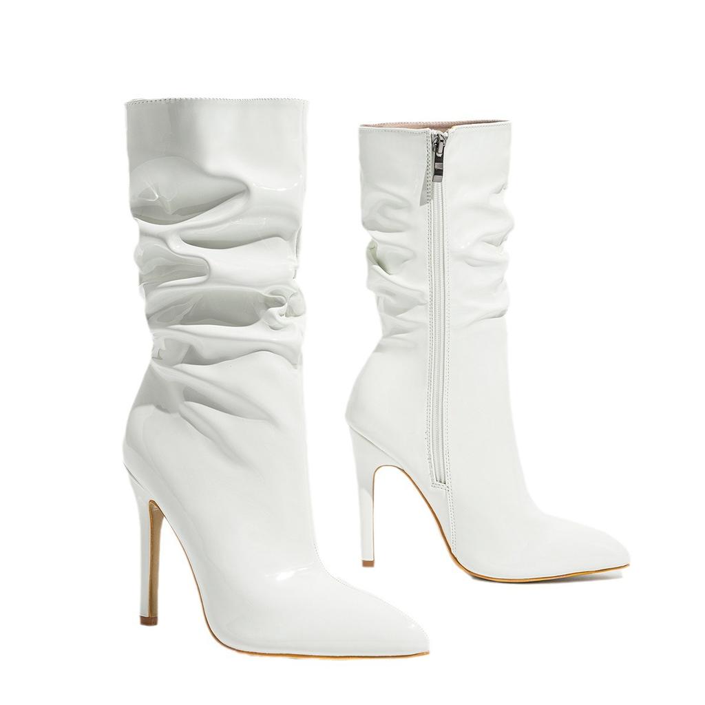 Большие размеры, женские, в европейском и американском стиле, универсальные, с острым носком, на высоком каблуке, до середины икры, элегантные женские сапоги