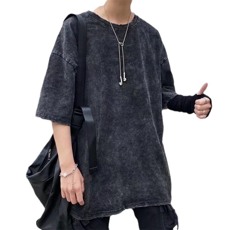 Летняя классическая ретро винтажная модная мужская футболка, потертая из минералов, потертая мужская уличная одежда, окрашенная в кислоту, унисекс, повседневная