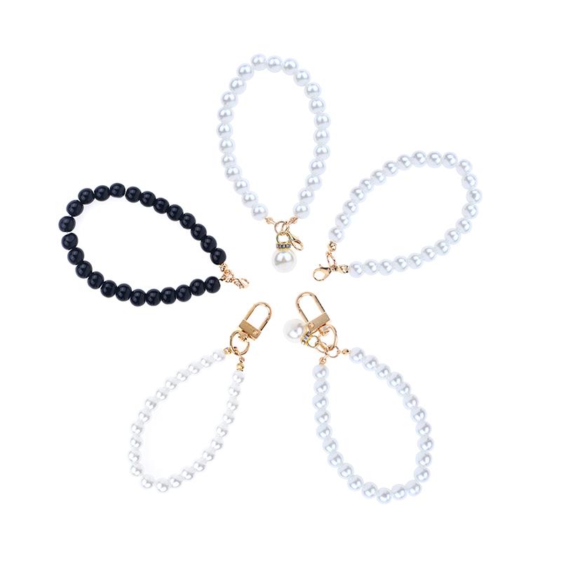 Брелок с имитацией жемчуга, сумка для наушников, подвеска на запястье, держатель для ключей из бисера, браслет из жемчуга, брелок для женщин, украшение для мобильного телефона