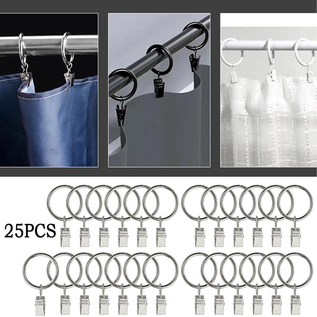 Curtain Rings With Clips 25 Pack Metal Curtain Clips Decorative Drapery Rings