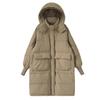 New Threaded Sleeve Down Jacket Women's Medium and Long Over Knee Loose Thickened Waist Hooded White Duck Down Jacket