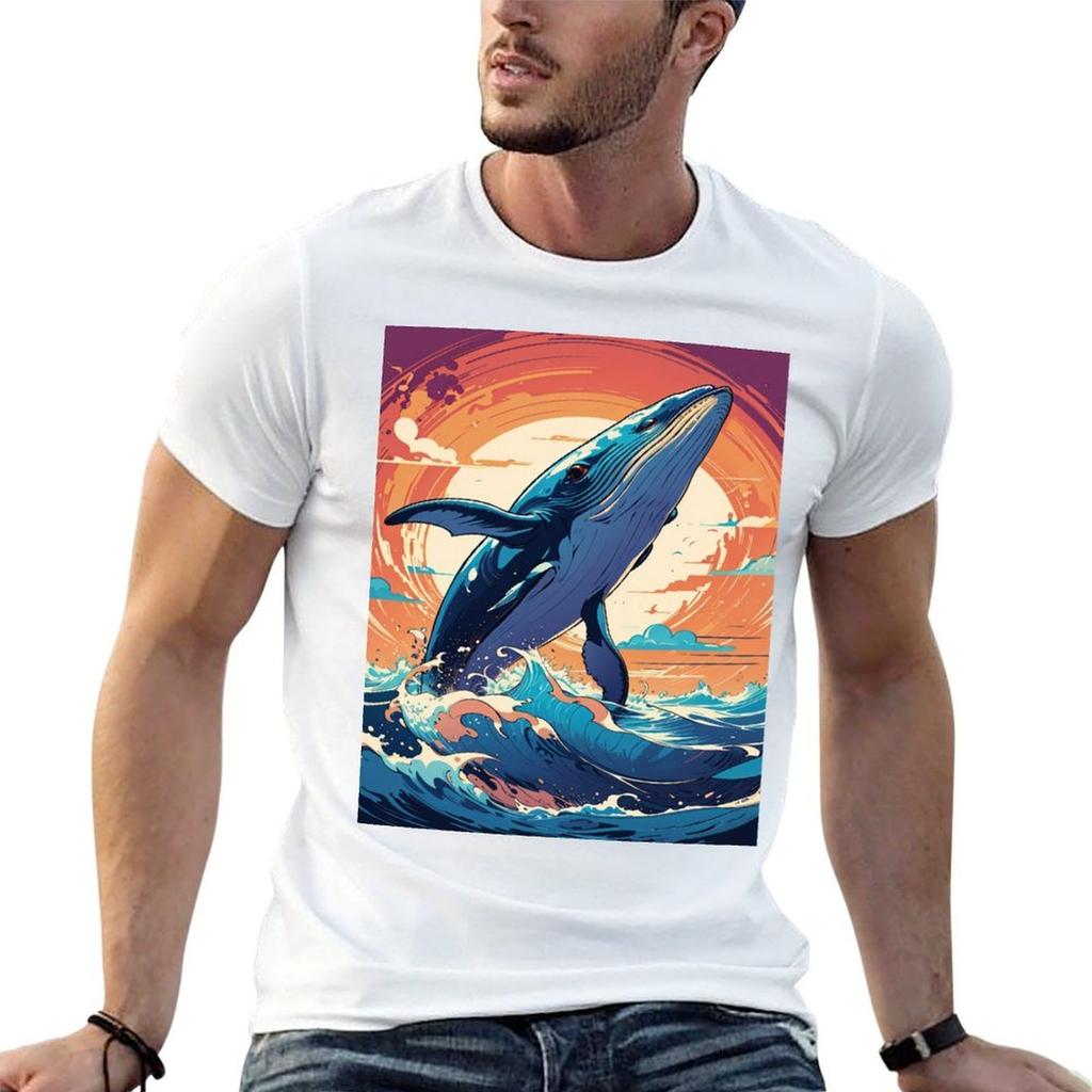 Blue Whale Oceanic Elegance Art Tshirt Kawaii Clothes Korean Fashion Funny T Shirts Unisex
