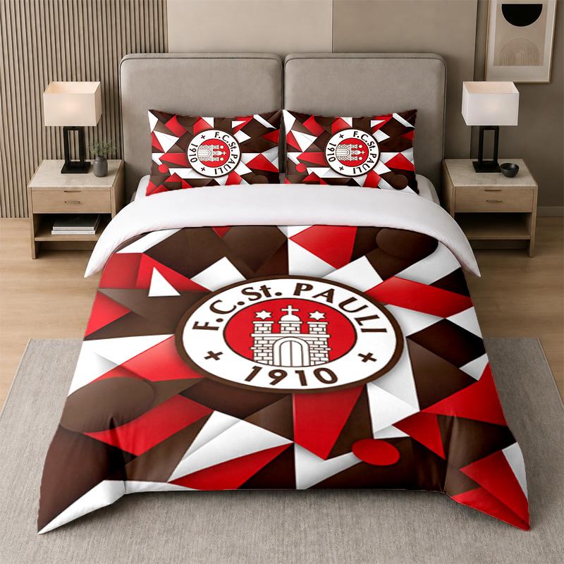 3Pcs Bedding SetFC St. Pauli Football Soft Bed Sheet and Two Pillowcases Home Bedroom Decor