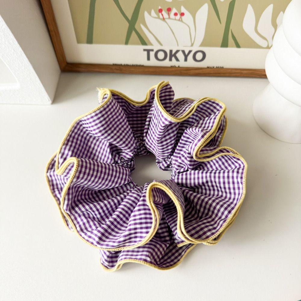Plaid Big Hair Scrunchie Elastic Hairband Fashion Hair Rope  Women