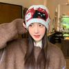 Fair Isle Style Jacquard Cat Knitted Hat Warm Printing Knit Cap Jacquard Pattern Beanies  Outdoor