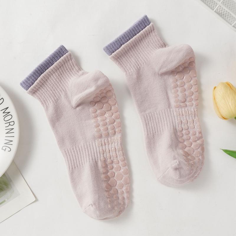 Women's Floor Socks Contrast Color Yoga Socks Cotton Sports Dance Professional Non-slip Silicone Socks