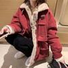 Women's Cotton-padded Coat Loose-fit Lapel Fleece-lined Thickened Medium-length Trendy Jacket
