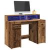VidaXL Desk with LED Lights Old Wood Engineered Wood, Work Desk, Study Desk, Home Office Desk, Desk 3309418