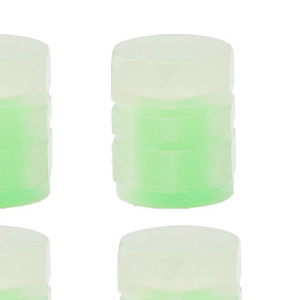 4Pcs Luminous Tire Valve Cover Fluorescent Waterproof Strong Rubber Illuminated Wheel Valve Stem for Car Vehicle