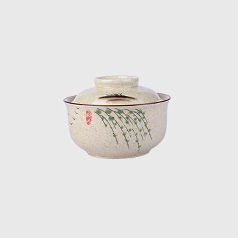 Japanese Instant Ramen Bowl With Lid Retro Ceramic Large Capacity Noodle Salad Soup Bowls Household KitchenTableware Supplies