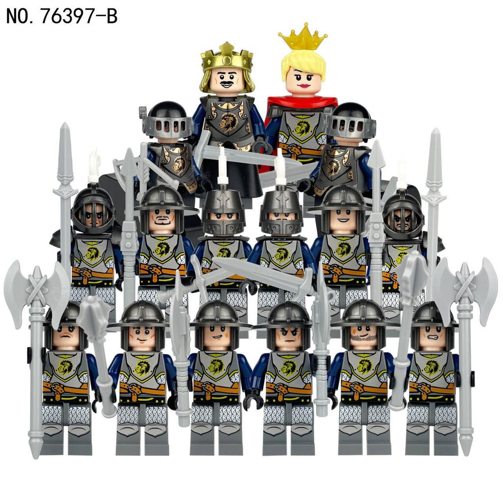 76394AB 76397AB European Medieval Soldier King Queen Building Block Figurine Assembly Toy
