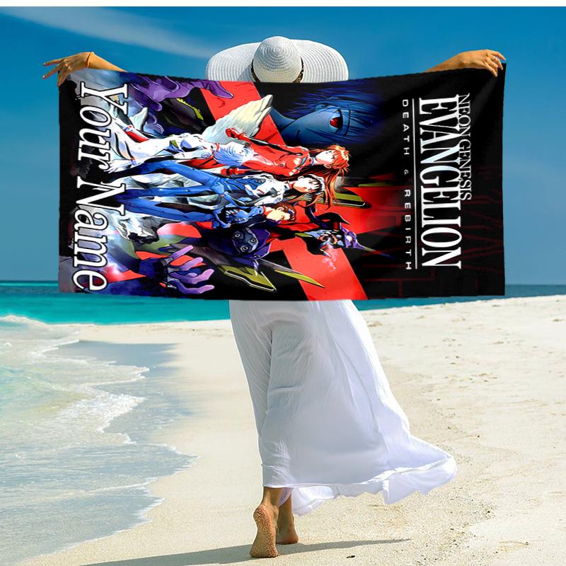 Personalized customized proof beach towel with Neon Genesis Evangelion pattern - soft, absorbent,quick-drying,perfect swimming,camping&bathing