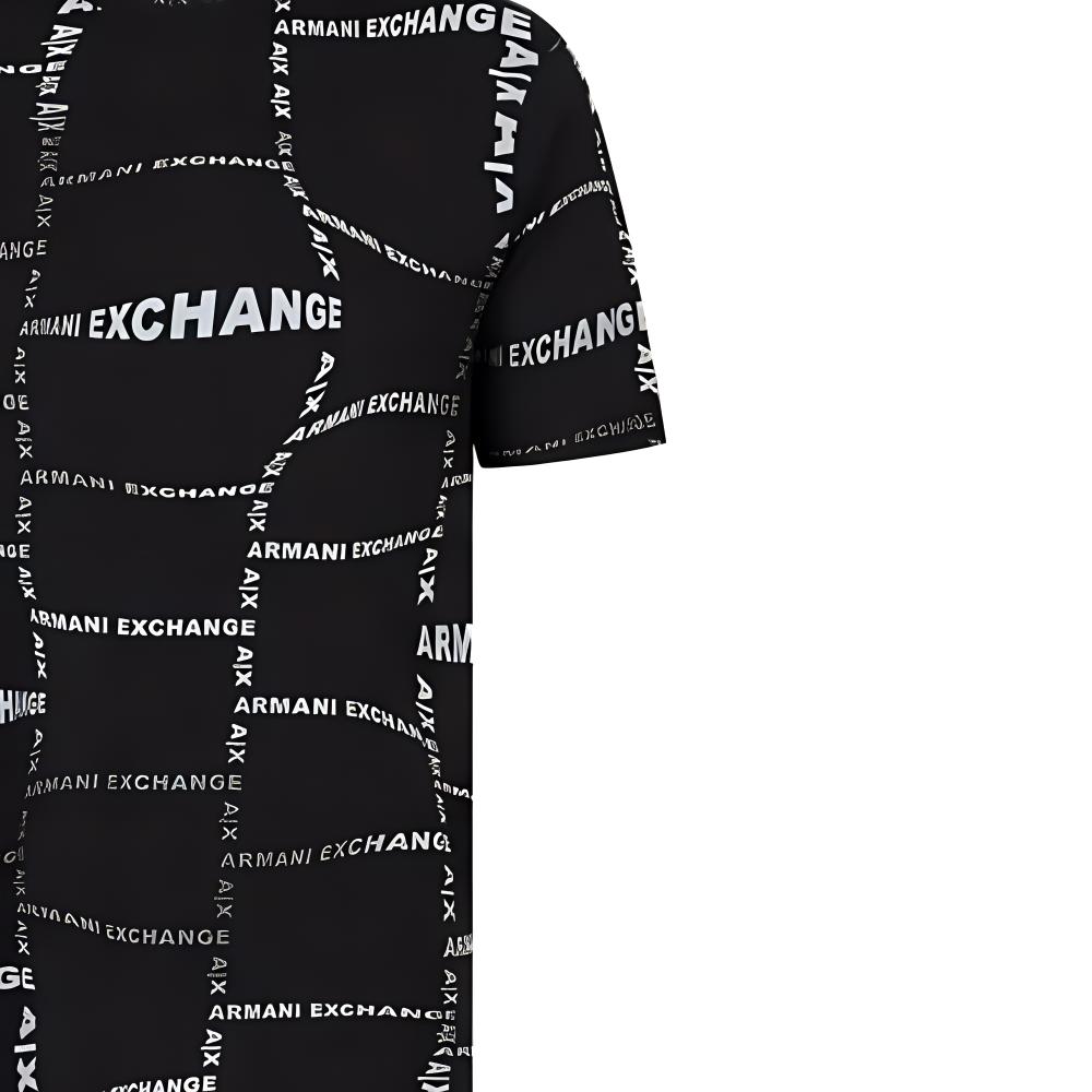 Armani Exchange Мужская футболка с коротким рукавом, круглым вырезом и принтом с логотипом-буквой, черная 3RZTFW-ZJ8EZ-02EC