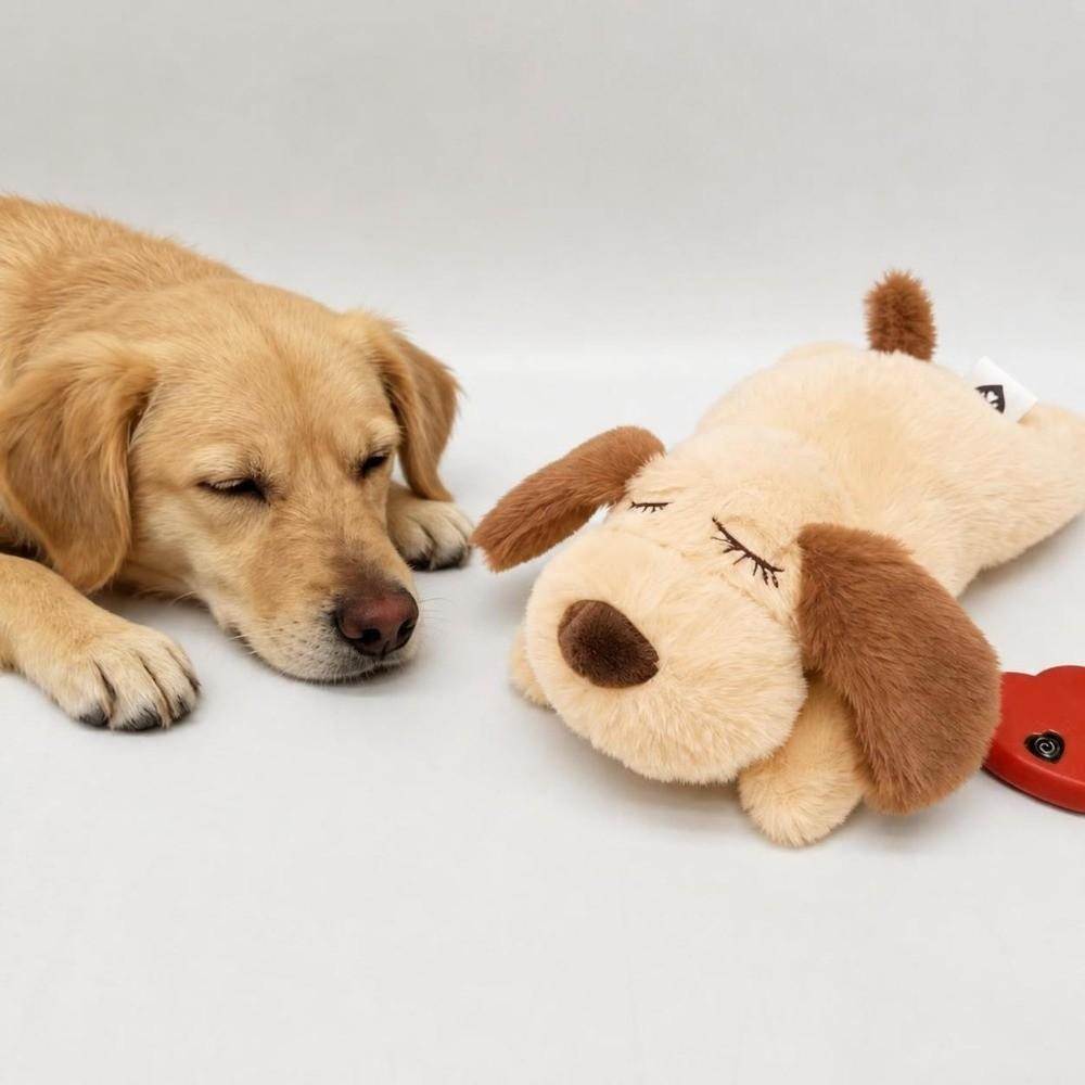 Soft Stuffed Dog Heartbeat Toy Heartbeat Feature Anxiety Relief Toy Stuffed Animal Plush  for Dogs