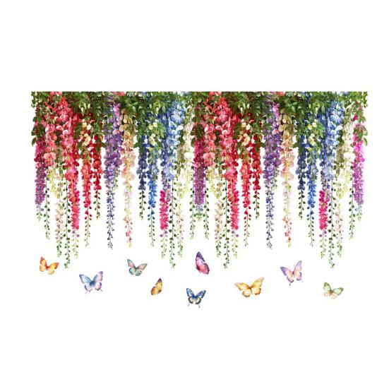 Colorful Floral Window Sticker Removable Flower Window Clings Waterproof Static Window Decal for Home Office Bedroom Bathroom Decor