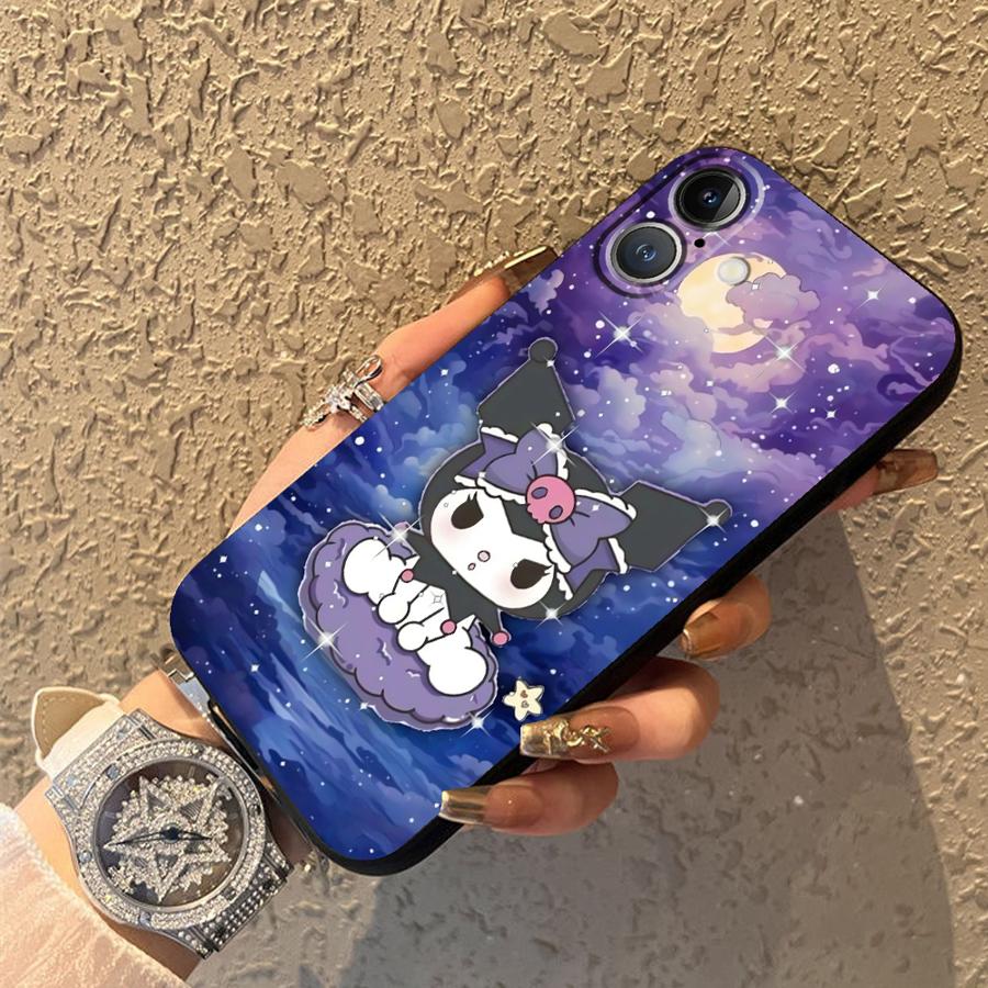 Милый чехол Sanrio Kuromi для iPhone XR 17Air 7 8 13 12 11 17 Pro Max 15 16 14 Plus XS Max Черный Мягкий чехол для телефона