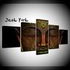 Canvas Painting glowing light bronze statue of buddha's face 5 Pieces Wall Art Painting Modular Wallpapers Poster Print Decor