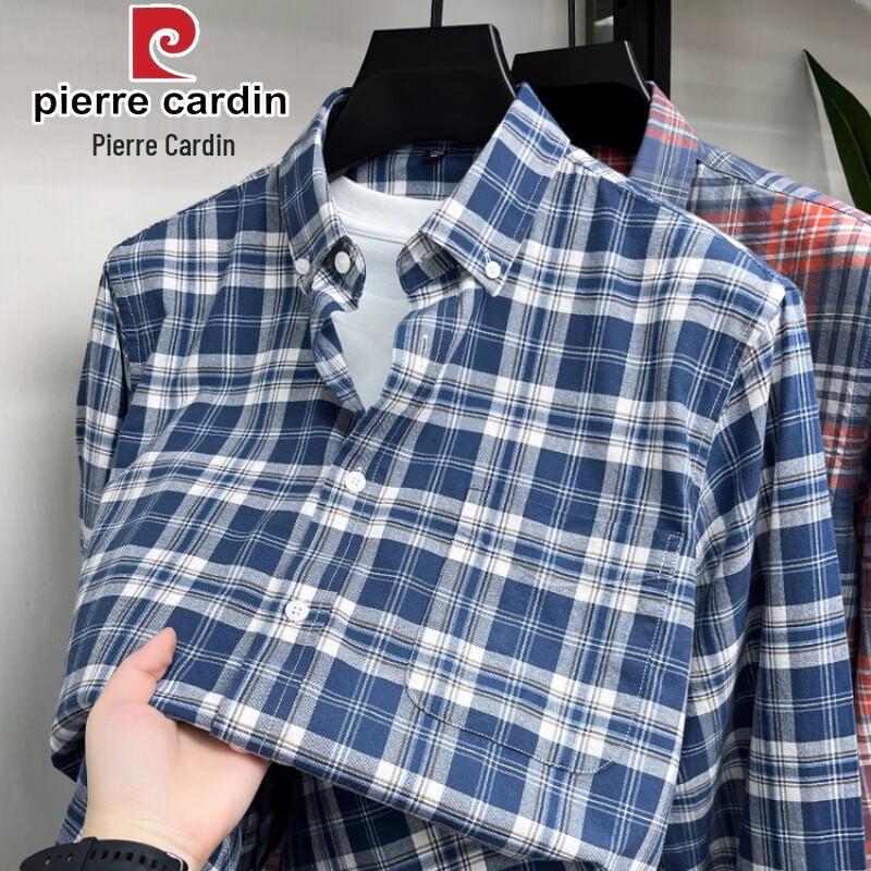 Pierre Cardin Мужская хлопковая рубашка Оксфорд с длинным рукавом