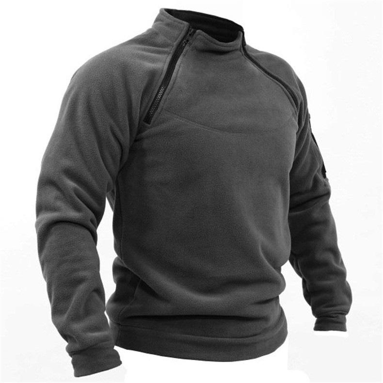 Stand Collar Men's Hoodie Autumn and Winter Warm Loose Solid Color Outdoor Warm Breathable Tactical Men's Wear