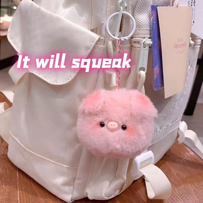 Kawaii Милый Маленький Голова Свиньи Рюкзак Подвеска Аксессуары Мультяшные Плюшевые Брелки Креативный Модный Автомобильный Брелок Подвеска Подарки