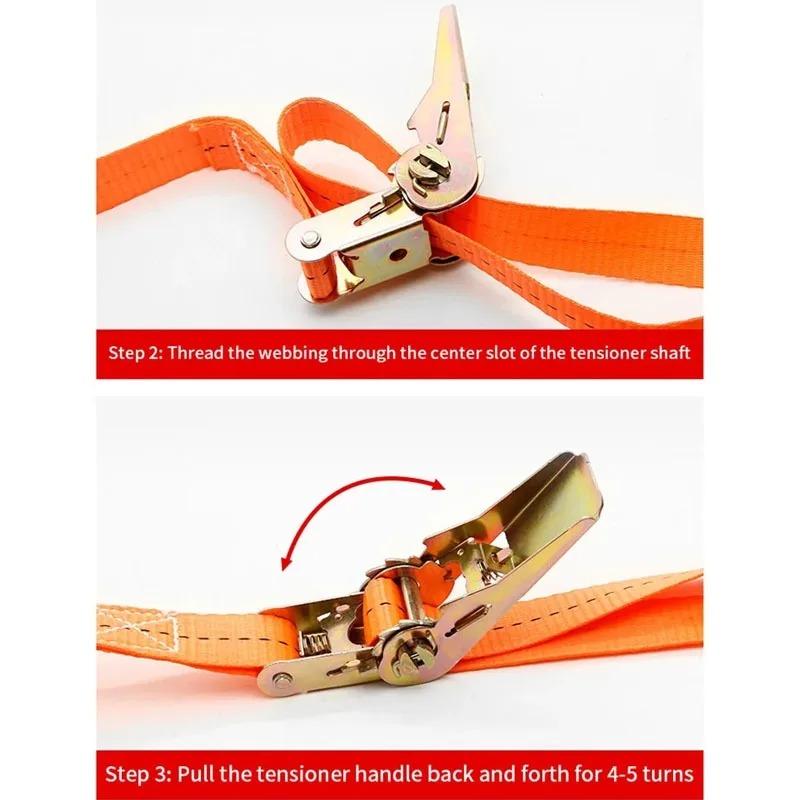 Heavy Duty Metal Buckle Tie-Down Cargo Straps for With Metal Buckle - Adjustable Secure Tie-Down for Safe Luggage Transport