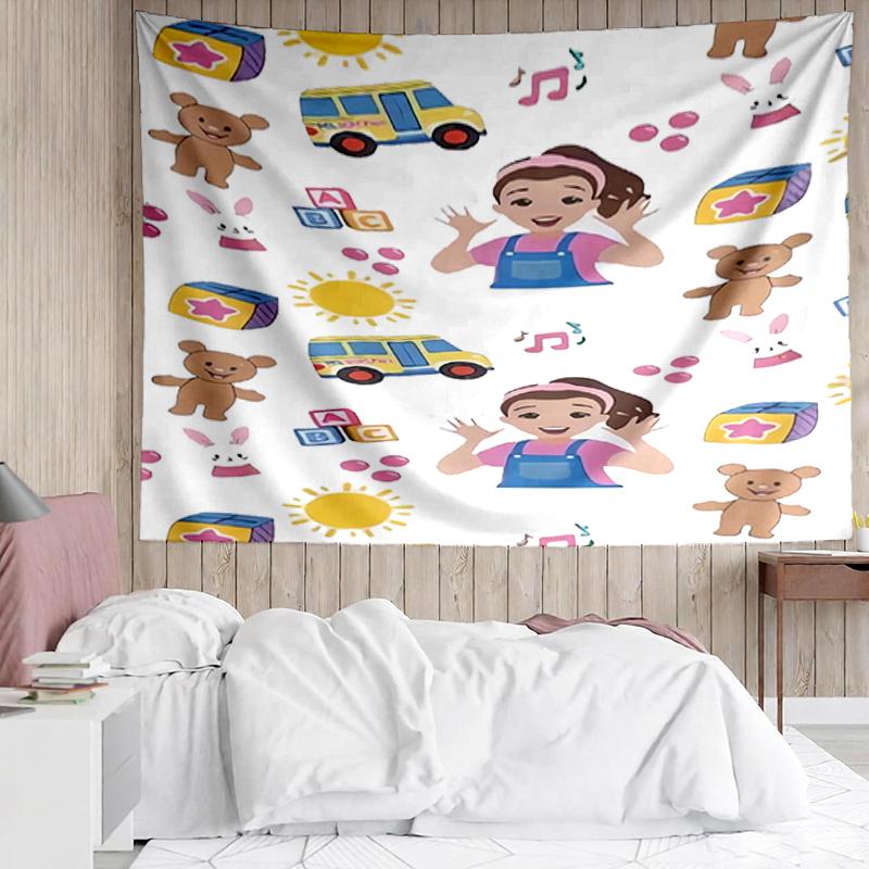 Ms.-Rachel Print Tapestry, Backdrop, Easy Setup, Ideal for Bedroom, Office & Living Room, with Aesthetic Wall Hanging Decor.