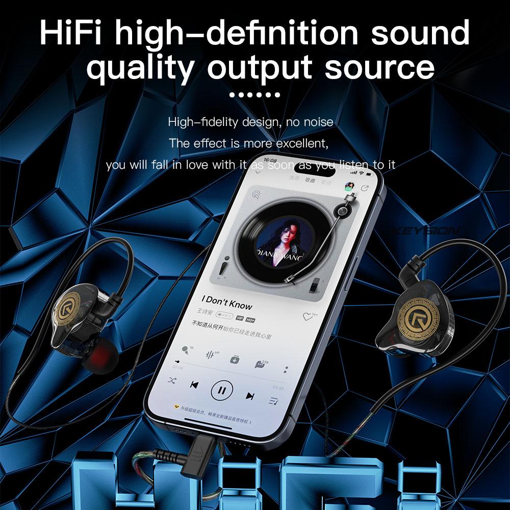 KEYSION Динамические HiFi проводные наушники типа C ЦАП цифровой чип внутриканальные наушники L изгибающийся заушник игровая спортивная гарнитура с микрофоном