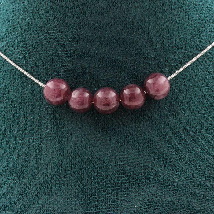 Stones and Minerals. Necklace 5 Lepidolite Beads 8 Mm. Stainless Steel Chain Necklace Women Men. Customizable Size.