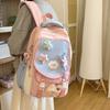 Junior High School Student Schoolbag Color Block Women's Large Capacity Backpack